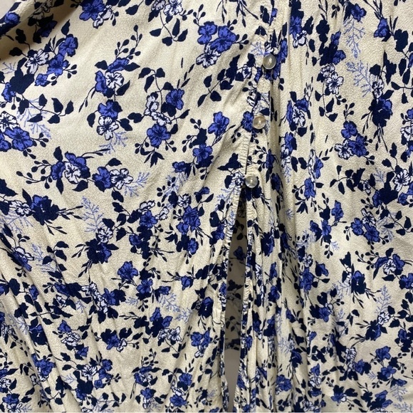 Ellos Plus Size Floral Tie Front Maxi Dress Yellow Blue Rayon Cap Sleeves Sz 20W - Picture 7 of 10